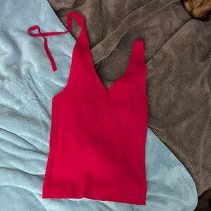 Red 100% Cotton Halter Top Vintage Gap